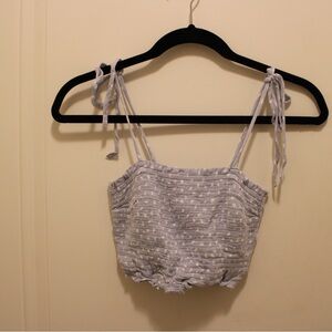 Abercrombie and Fitch Blue and White Polka Dot Crop Top